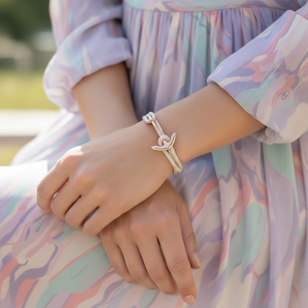 YACHT CREW medium anchor bracelet cream