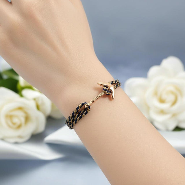 YACHT CREW medium anchor bracelet navy blue gold