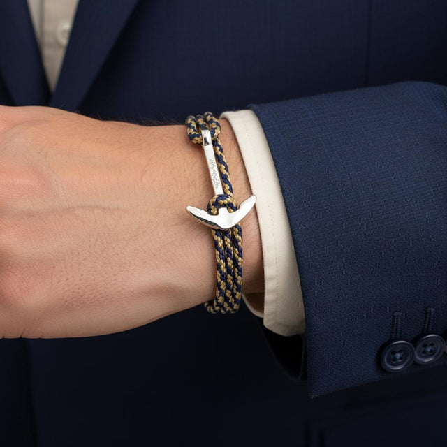YACHT CREW medium anchor bracelet navy blue gold