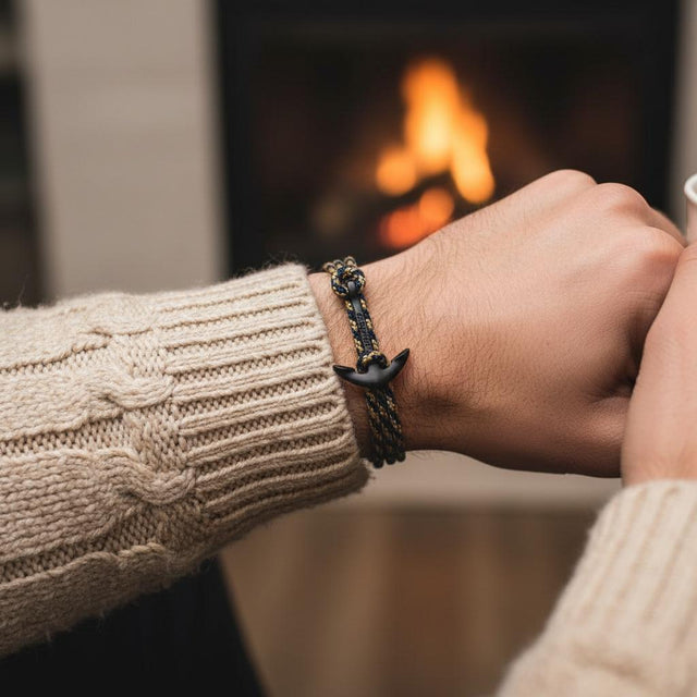 YACHT CREW medium anchor bracelet navy blue gold