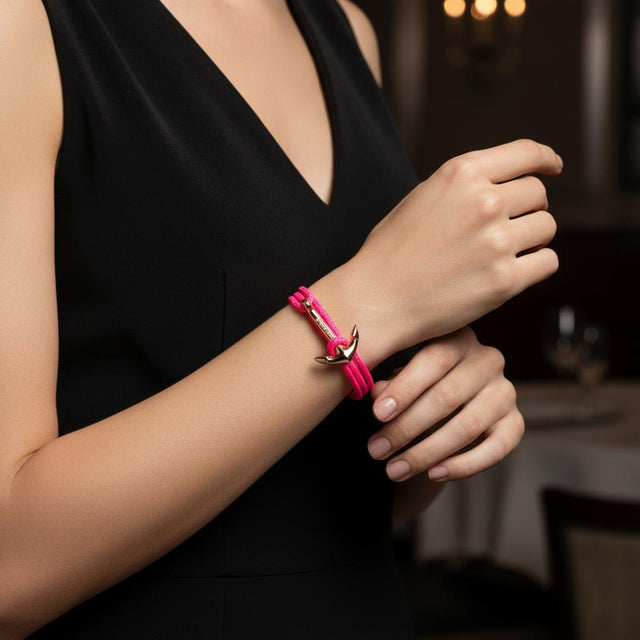 YACHT CREW medium anchor bracelet neon pink