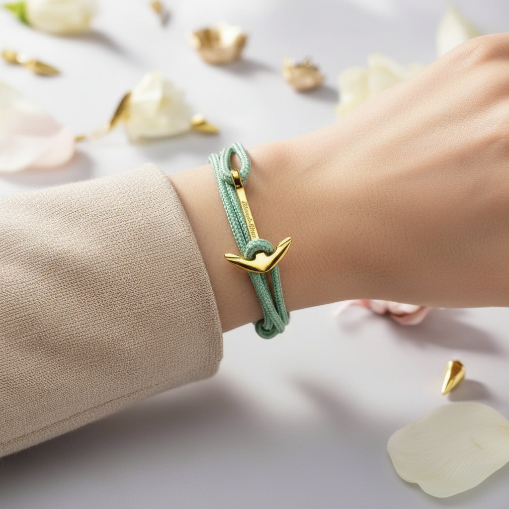 YACHT CREW medium anchor bracelet pastel green