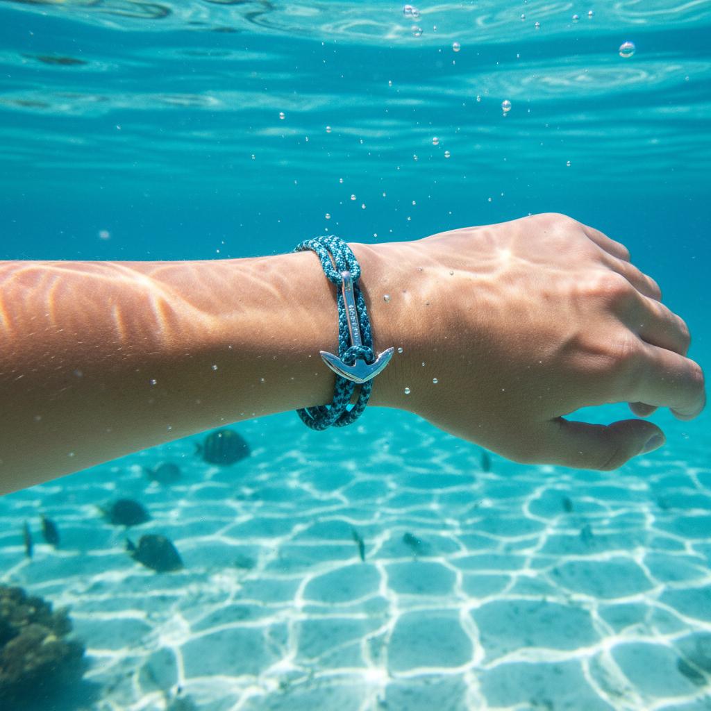 YACHT CREW medium anchor bracelet turquoise blue