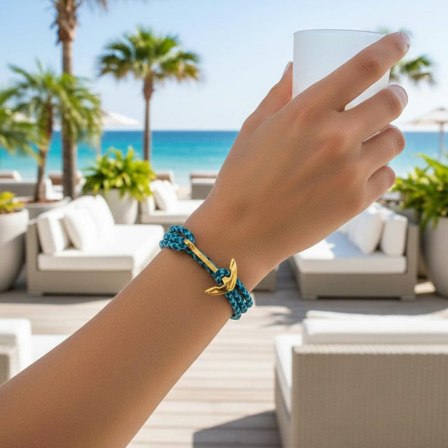 YACHT CREW medium anchor bracelet turquoise blue