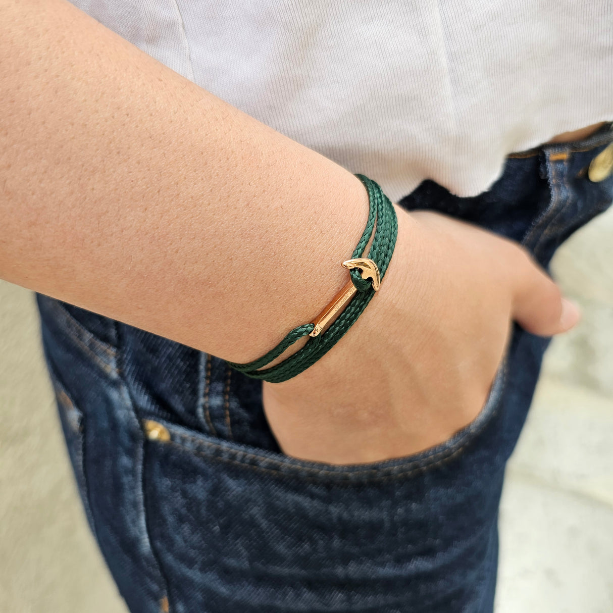 YACHT CREW mini anchor bracelet dark green