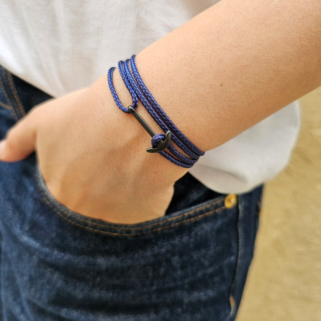 YACHT CREW mini anchor bracelet navy blue