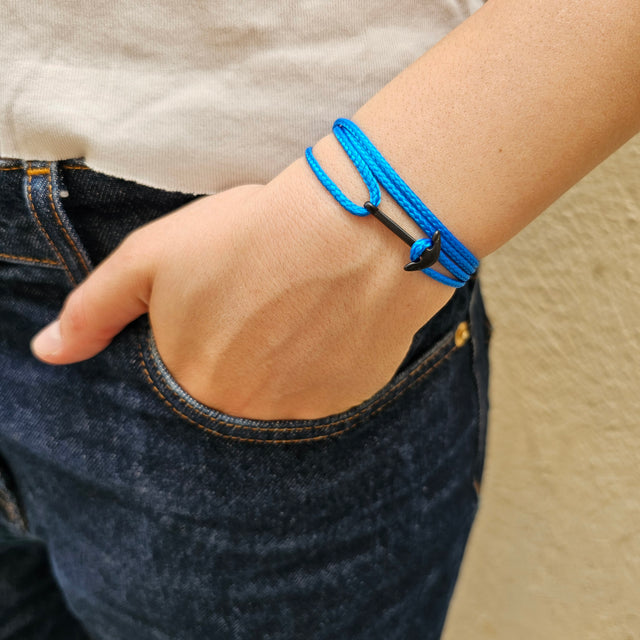 YACHT CREW mini anchor bracelet ocean blue