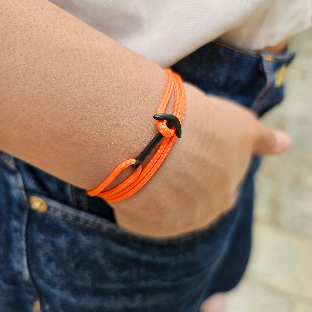 YACHT CREW mini anchor bracelet orange