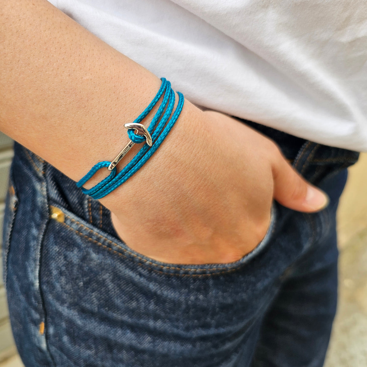 YACHT CREW mini anchor bracelet teal