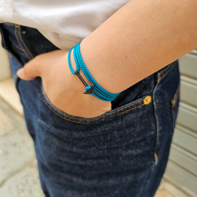 YACHT CREW mini anchor bracelet teal