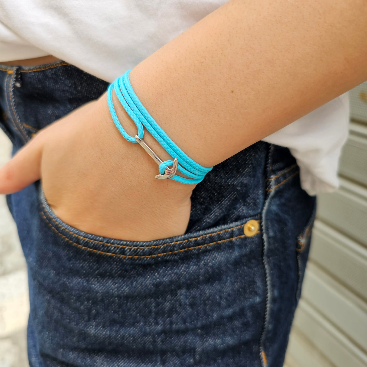YACHT CREW mini anchor bracelet turquoise