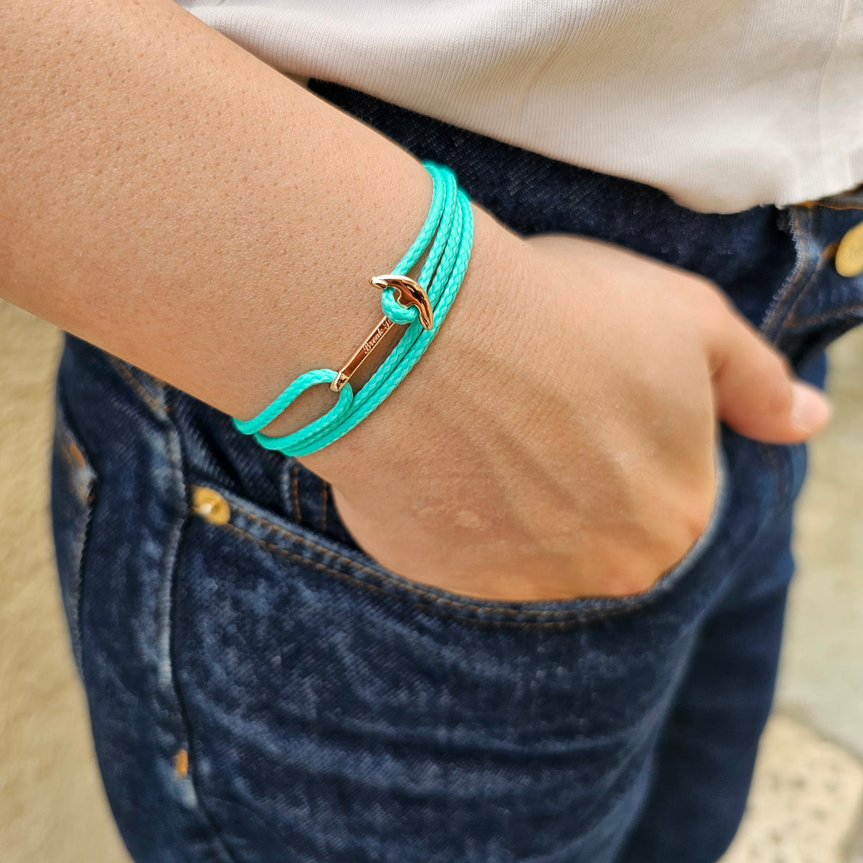 YACHT CREW mini anchor bracelet turquoise green