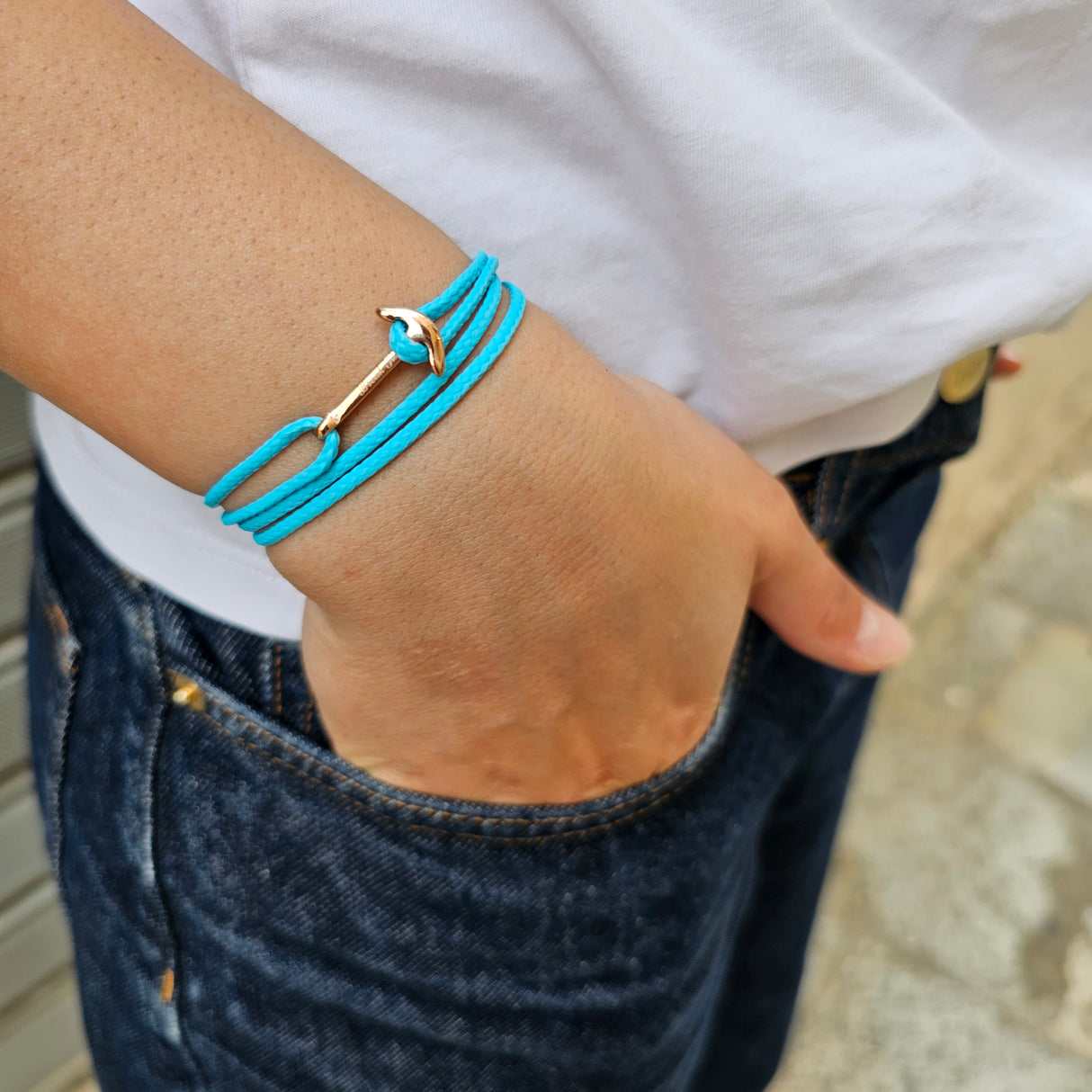 YACHT CREW mini anchor bracelet turquoise