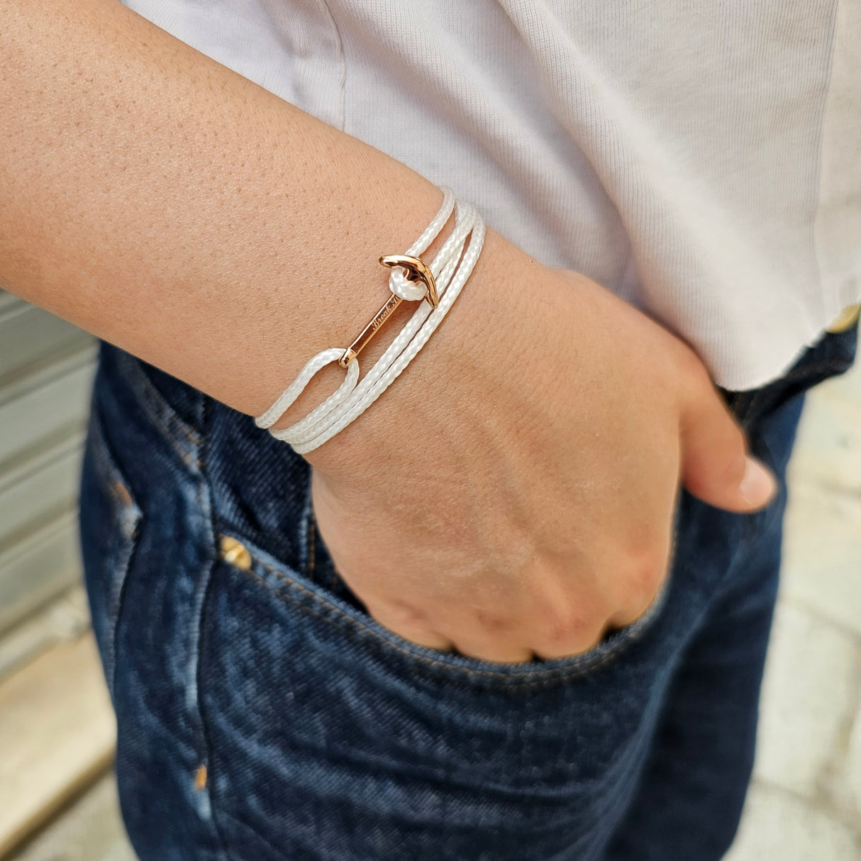 YACHT CREW mini anchor bracelet white