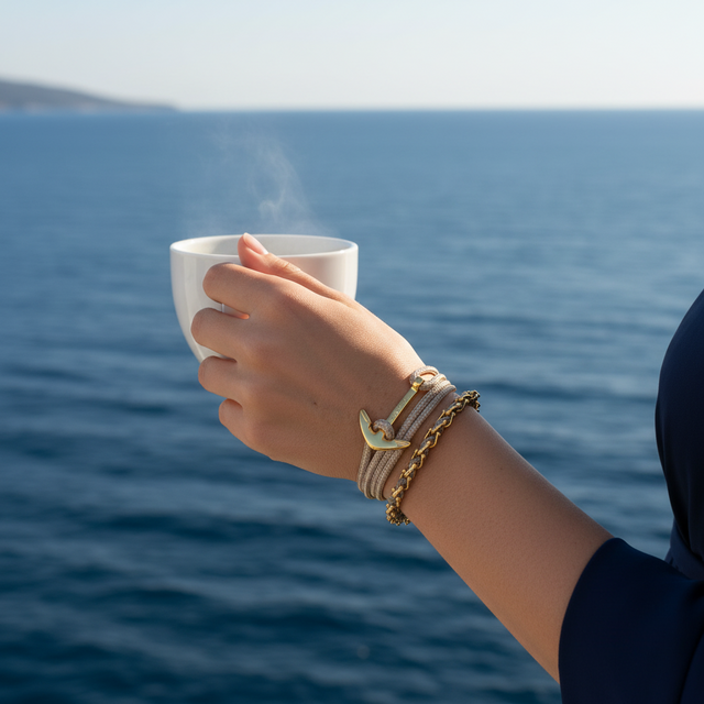 YACHT CREW srednja sidrena narukvica cafe au lait