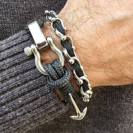 ADRIATICA Nautical Clasp & Anchor Bracelet Black
