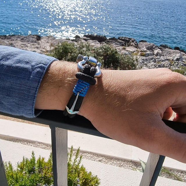 ADRIATICA Nautical Clasp & Anchor Bracelet Black Blue