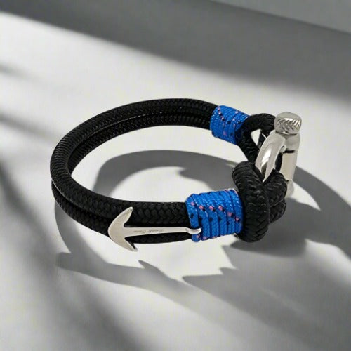 ADRIATICA Nautical Clasp & Anchor Bracelet Black Blue