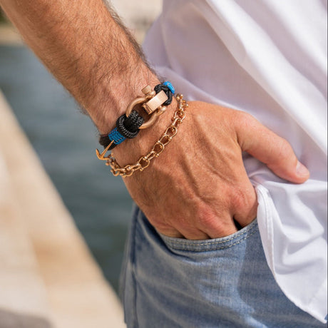 ADRIATICA Nautical Clasp & Anchor Bracelet Black Blue
