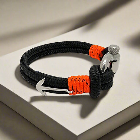ADRIATICA Nautical Clasp & Anchor Bracelet Black Orange
