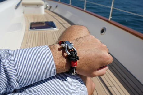 ADRIATICA Nautical Clasp & Anchor Bracelet Black Red