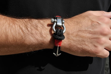 ADRIATICA Nautical Clasp & Anchor Bracelet Black Red
