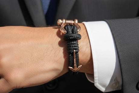 ADRIATICA Shackle & Anchor Bracelet Black