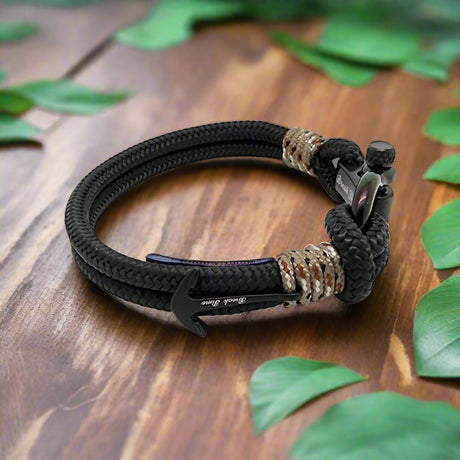 ADRIATICA Shackle & Anchor Bracelet Black Camo