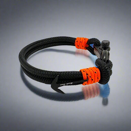 ADRIATICA Shackle & Anchor Bracelet Black Orange