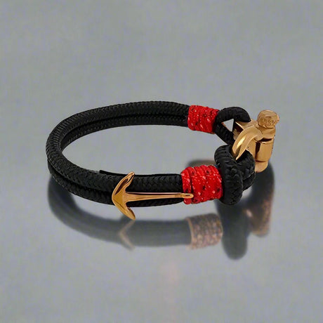 ADRIATICA Shackle & Anchor Bracelet Black Red