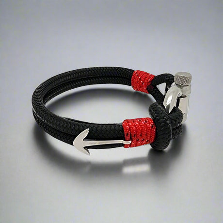 ADRIATICA Shackle & Anchor Bracelet Black Red