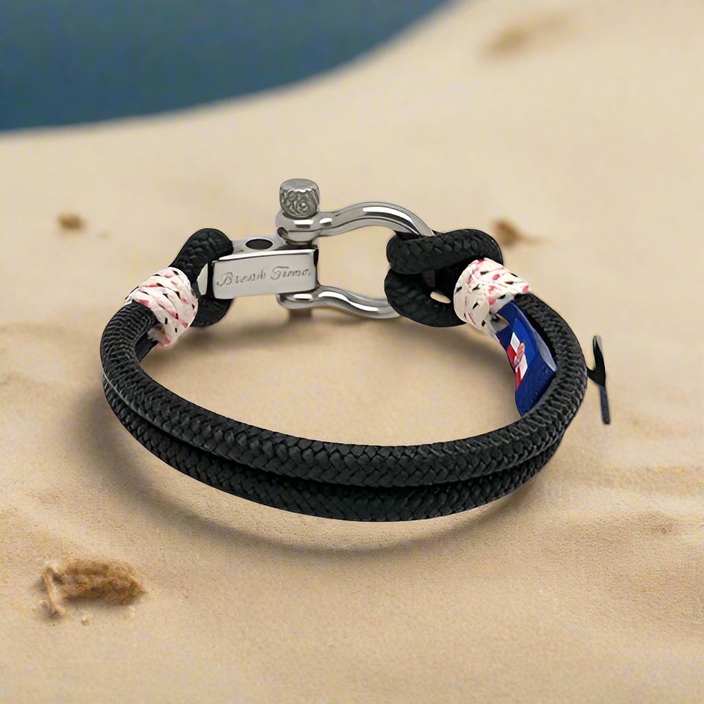 ADRIATICA Shackle & Anchor Bracelet Black White