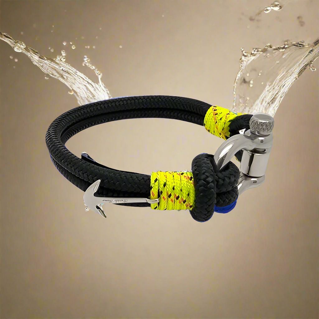 ADRIATICA Shackle & Anchor Bracelet Black Yellow