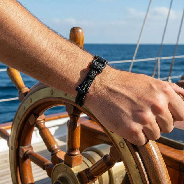 ADRIATICA Shackle & Anchor Bracelet Black