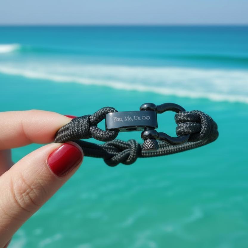 CAPTAIN 4mm Nautical Clasp Bracelet - Black