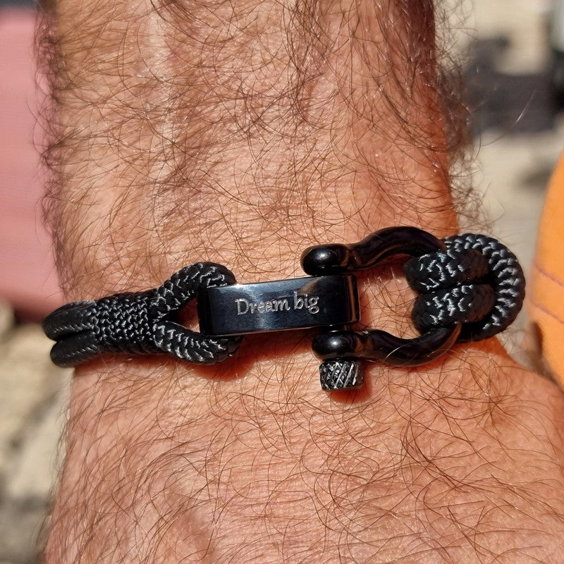 CAPTAIN 4mm Nautical Clasp Bracelet - Black