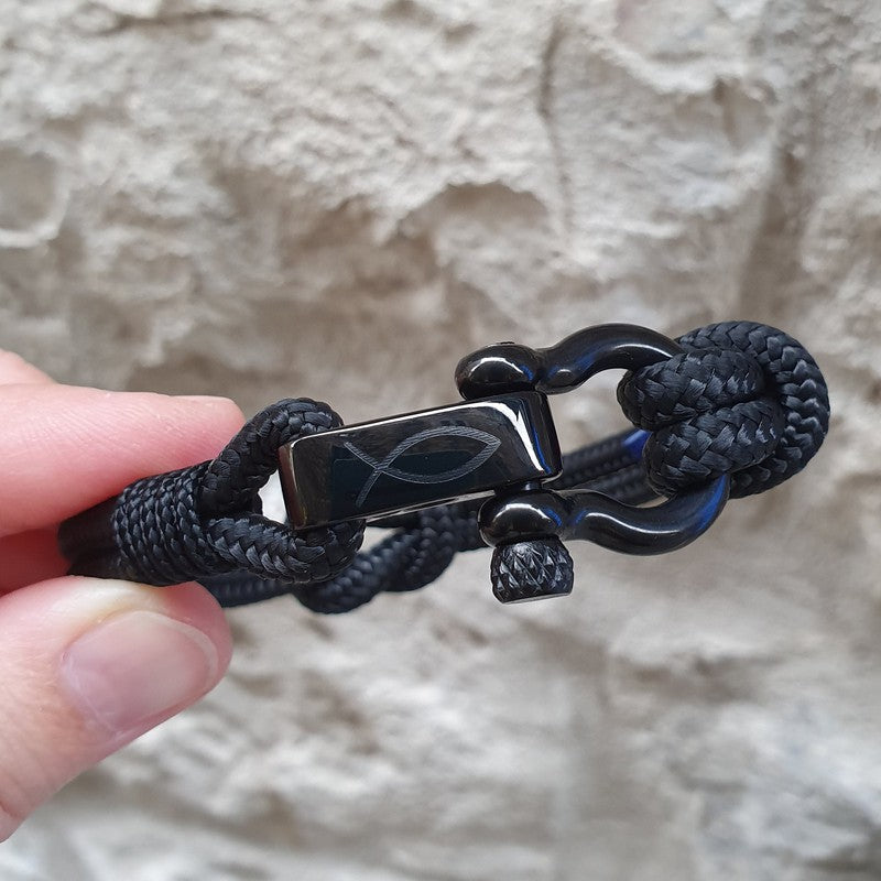 CAPTAIN 4mm Nautical Clasp Bracelet - Black