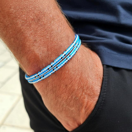 CAPTAIN 4mm Nautical Clasp Bracelet - Blue Mix Black