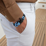 CAPTAIN 4mm Nautical Clasp Bracelet - Blue Mix Black