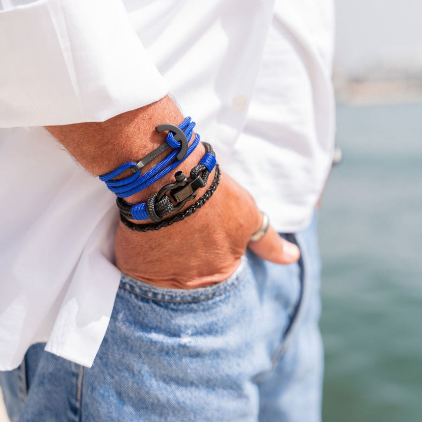 CAPTAIN 4mm Nautical Clasp Bracelet - Electric Blue