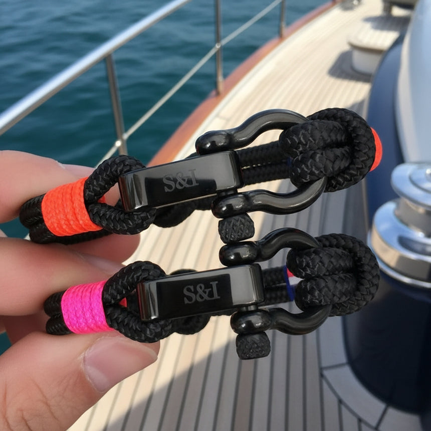 CAPTAIN 4mm Nautical Clasp Bracelet - Neon Orange