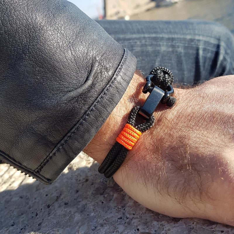 CAPTAIN 4mm Nautical Clasp Bracelet - Neon Orange
