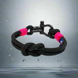 CAPTAIN 4mm Nautical Clasp Bracelet - Neon Pink
