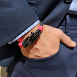 CAPTAIN 4mm Nautical Clasp Bracelet - Neon Pink