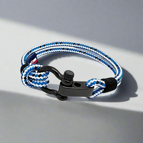 CAPTAIN Black Shackle Bracelet - Blue Mix