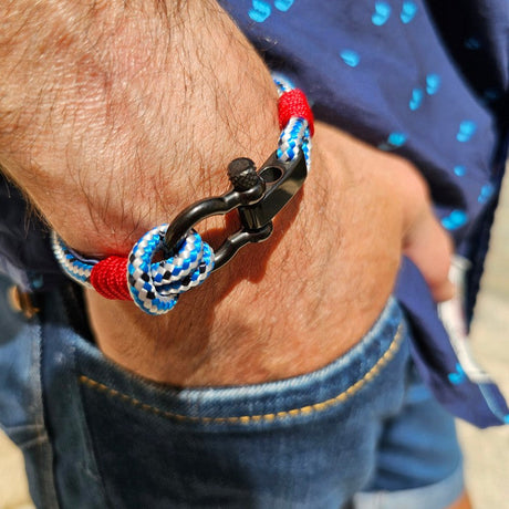 CAPTAIN Black Shackle Bracelet - Blue Mix