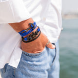 CAPTAIN Black Shackle Bracelet - Electric Blue