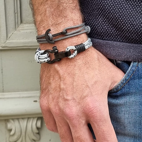 CAPTAIN Black Shackle Bracelet - Grey Mix