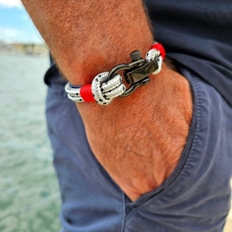 CAPTAIN Black Shackle Bracelet - Grey Mix