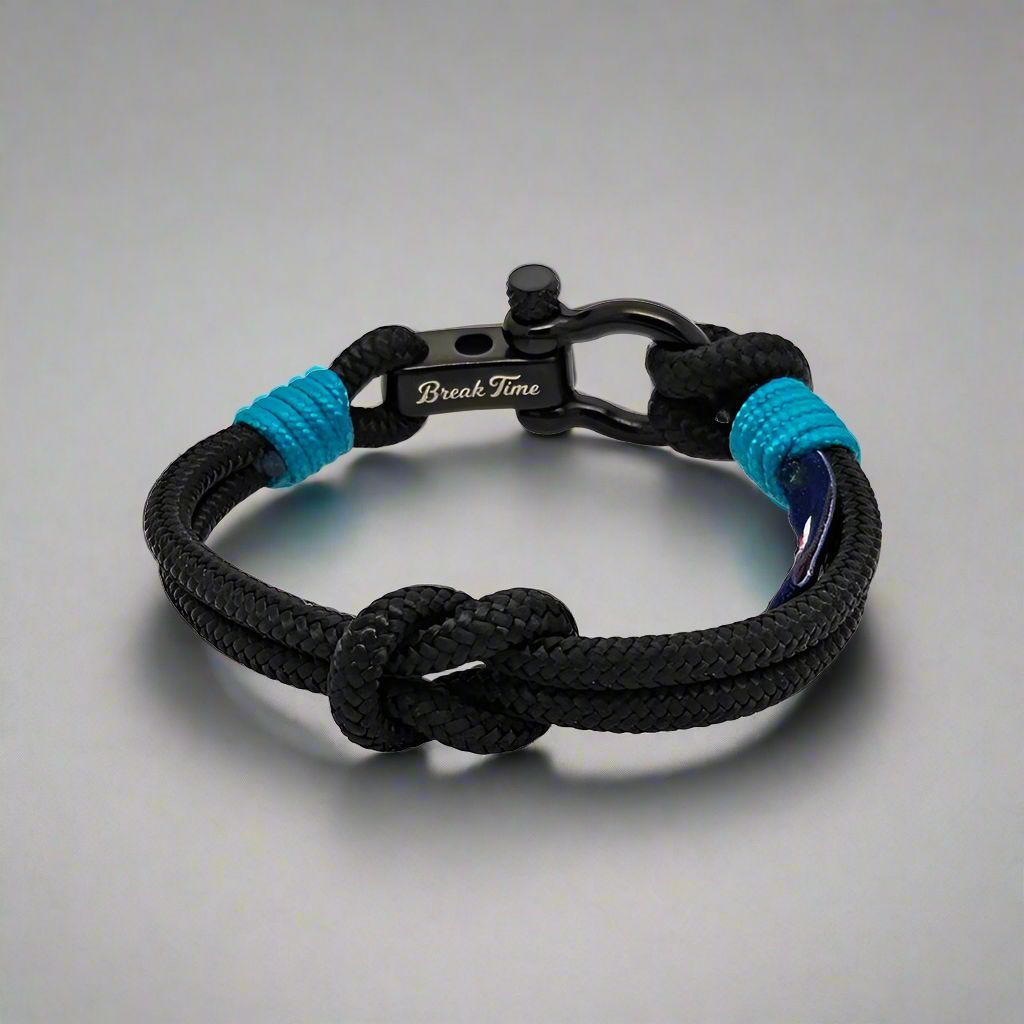 CAPTAIN Black Shackle Bracelet - Turquoise